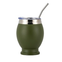 Tasse à maté argentine en acier inoxydable de 12 oz avec paille bombilla |   Gourde isotherme à double paroi pour Yerba