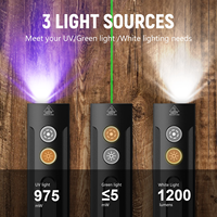 Lampe torche EDC plate Wurkkos HD01PRO, laser vert UV 365nm, LED blanche à faisceau large, mini torche, lumière latérale RGB avec queue magnétique