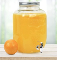 Distributeur de boissons en verre de 2 gallons, bouteille de conservation des aliments et bocaux avec robinet sans fuite, métal transparent 8L