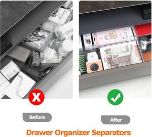 Wholesale 8 Pack Adjustable Drawer <b>Dividers</b> Set <b>Plastic</b> Drawers Separators for Clothing - Product Image 3