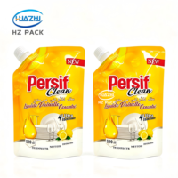 Sachets Doypack PE personnalisés imprimés de 500 ml, 1 L, 2 L pour recharge de savon liquide, gel douche, shampoing, détergent vaisselle avec bec verseur