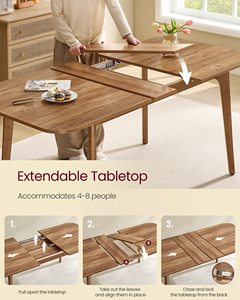 <span class=keywords><strong>Table</strong></span> de cuisine en bois <span class=keywords><strong>VASAGLE</strong></span> avec pieds effilés, <span class=keywords><strong>table</strong></span> à <span class=keywords><strong>manger</strong></span> extensible moderne pour 4/6/8 personnes - Product Image 3