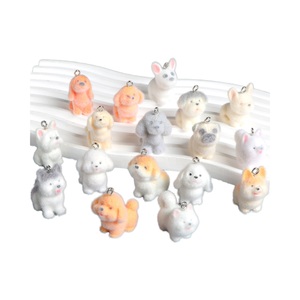 In miniatura cartone animato carino per bambini decorazione della casa delle bambole Figure fornitori di giocattoli Mini animali in resina alla rinfusa cane floccante figurina per portachiavi - Product Image 1