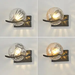 Creative thorough water ripple orb living room background wall glass lamp design iron bedroom bedside E27 glass wall lights