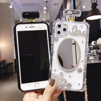 Casing botol parfum cermin berlian, sarung HP desain mewah untuk iPhone 6 6S 7 8 Plus X XS Xs Max 11 12 13 14 15 Pro Max