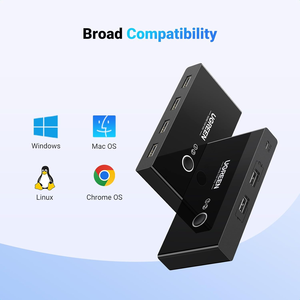 2 Port <strong>Computers</strong> Adapter Hub USB 3.0 KVM Sharing Switch Selector with One <strong>Button</strong> Swapping - Product Image 6