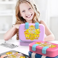 Oumeng Kids Boîte à lunch en plastique rose de qualité alimentaire pour enfants Boîtes à lunch scolaires sans BPA pour enfants