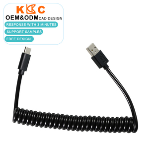 Câble d'alimentation USB-C spiralé avec cordon flexible noir pour les appareils de kiosque et de tableau de bord - Product Image 4