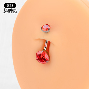 F136 <b>Titanium</b> Navel <b>Studs</b> With Zircon Crystals 8mm Ball Prong Setting For Body Piercing Jewelry Gift - Product Image 4