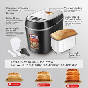Máquina para Hornear y Tostar Pan Totalmente Automática para el Hogar, Máquina para Mezclar Masa y Hornear Pasteles Totalmente Automática - Product Image 3