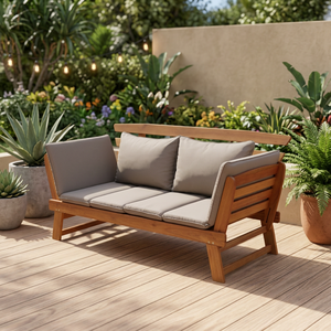 Contemporary Modern Solid Acacia Wood Durable Daybed Powder Coated Aluminium Frame Outdoor Farmhouse Garden Use Handmade - Product Image 2