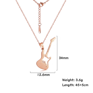 Colar masculino de pingente guitarra, colar de aço inoxidável com pingente de pedra, baixo, bijuteria para presente personalizado - Product Image 6