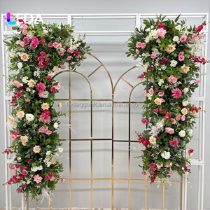 LEDA Fournitures de mariage : Panneau de fleurs artificielles suspendues en soie rose et verte pour décoration de toile de fond de mariage et événements - Product Image 6