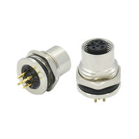 Conector de sensor impermeable ip67, 3, 4, 5, 8, 12 Pines, montado en panel de pared, pcb a, b, d, hembra de código m12, 4 pines