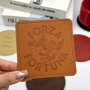 Sous-verres en cuir PU personnalisés à bas prix avec logo imprimé pour boissons, tapis de tasse, cadeau promotionnel - Product Image 3