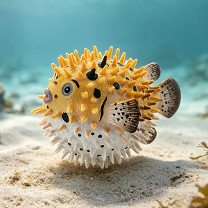 Modello Animale in PVC Solido a Forma di Pesce Puffer Granulare per Acquario, Decorazione Paesaggistica, Assemblaggio e Riproduzione, per Commercio Transfrontaliero - Product Image 2