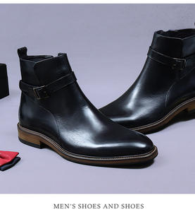 Chaussures pour hommes de haute qualité à semelle épaisse en cuir véritable, style britannique décontracté, bottines <span class=keywords><strong>Chelsea</strong></span> antidérapantes pour hommes - Product Image 4
