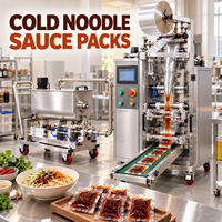 Machine d'emballage DEEPACK pour sauces de nouilles froides avec dosage pneumatique et scellage arrière pour sachets d'ingrédients alimentaires