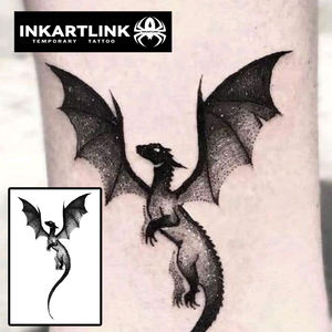 Autocollant de tatouage personnalisé Dragon volant épique, style mythologique occidental sombre, semi-permanent aux herbes, tenue 15 jours, pour bras et <span class=keywords><strong>cheville</strong></span>, vente en gros - Product Image 2