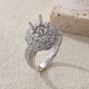 ทองคำขาว18K 1กะรัตเพชรสีขาวธรรมชาติดีไซน์เรียบง่ายกึ่งยึดสวยงามสำหรับผู้หญิง - Product Image 3