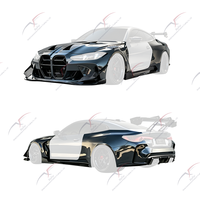 Kit carrosserie large en fibre de carbone pour BMW M4 GTR : pare-chocs avant, capot, ailes, jupes latérales, aileron arrière, diffuseur arrière