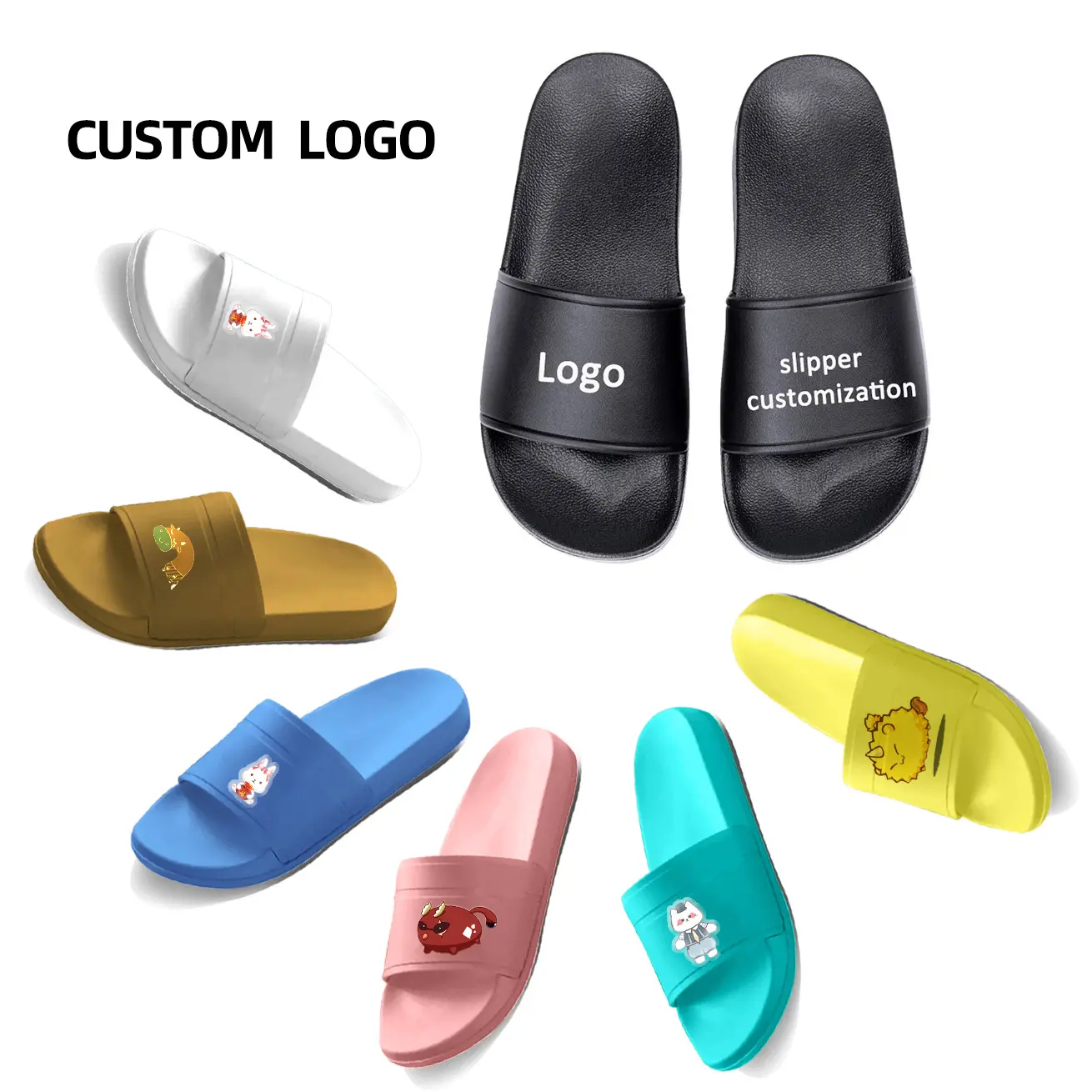 Nouvelle sandale personnalisée Pantoufles souples en PVC Pantoufles de plage en caoutchouc personnalisées de haute qualité Pantoufles d'intérieur antidérapantes à bas prix