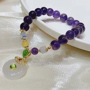 8mm Natural Amethyst <b>Crystal</b> Beaded Strand <b>Bracelets</b> for Women Flower Fox Agate Pendant Fine Jewelry Accessories - Product Image 3