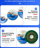 Disque de meulage Fortunebrasive 4" (100 mm) à centre dégoulinant, en résine verte, pour meuleuse d'angle, pour le meulage et le polissage du métal et de l'acier inoxydable