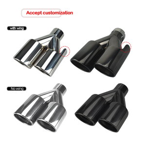 Tuyau d'échappement universel <span class=keywords><strong>double</strong></span> <span class=keywords><strong>sortie</strong></span> pour voiture en acier inoxydable chromé noir, exportation d'usine - Product Image 4