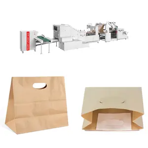 Máquina de fabricación de bolsas de papel Kraft, con mango de Corte D