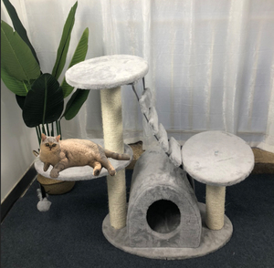 Longnew-poste rascador de gato Natural con puente, árbol, Torre - Product Image 2