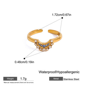 ERESI Fashion 18k PVD Gold Stainless Steel <strong>Ring</strong> Diamond Studded Jewelry for Couples Personalized Open Sun and <strong>Moon</strong> <strong>Ring</strong> - Product Image 6