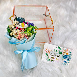 Vente en gros de fleurs artificielles roses stabilisées pour toujours <span class=keywords><strong>bouquet</strong></span> de roses à 5 têtes avec logo divers et personnalisé - Product Image 1