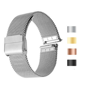 Venta al por mayor 10mm a <span class=keywords><strong>24mm</strong></span> correa de malla metálica de liberación rápida correas de reloj Milanese de acero inoxidable 16MM 18mm 20mm 22mm 24 - Product Image 1