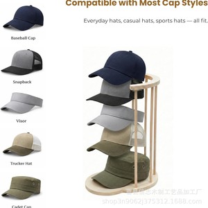 Wooden <b>Hat</b> Rack Circular <b>Standing</b> Type For Cap And Coat Storage Wardrobe Organization Natural Wood Color - Product Image 2