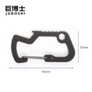 Juboshi Multi-Function D-Shaped Stainless Steel Carabiner 66mm x 32mm Bottle Opener Hook For Outdoor Use - Product Image 1