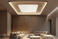 Panneaux de plafond tendu avec cadre en aluminium et éclairage LED encastré pour hall d'hôtel, avec membrane souple en tissu PVC pour décoration