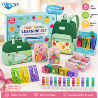 Solución Escolar Todo en Uno con Temática de Frutas, Cuaderno con Lindos Dibujos Animados, Set de Papelería Infantil con Bolsa de Gran Capacidad