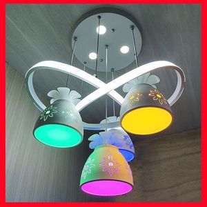 2025 nouveau 4 têtes <span class=keywords><strong>cheval</strong></span> lanterne télécommande couleur changeante ronde salle à manger lampe maison chambre Bar couloir lustre - Product Image 4