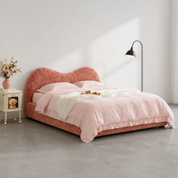 Lit Double King/Queen Size Nouvelle Collection 2026 – Style Moderne et Simple, Tissu Luxueux, Cadre en Bois Massif, Lit Rembourré Doux – Ensemble de Chambre à Coucher – Vente Flash