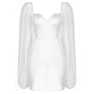 Nuovi Abiti Sexy da Celebrità, Maniche Lunghe Trasparenti, Vestiti Aderenti in Raso, <span class=keywords><strong>Mini</strong></span> Abito Slim - Product Image 4