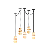 Lustre moderne en albâtre style Art déco nordique, suspension multi-gouttes pour villa, escalier, décoration intérieure