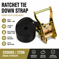 Sangle d'arrimage à cliquet en polyester robuste et compacte de 1,5 pouce, 2 tonnes, avec pièces galvanisées pour la sécurisation des charges de camions et conteneurs