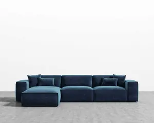 U-Stil klassische Tiefe Sitz Couch Königsblau schmutz abweisend Samt Schnitts ofa Set für Wohnzimmer