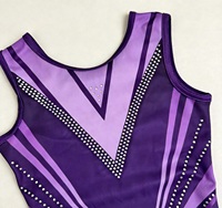 Justaucorps de gymnastique et de danse pour enfants, sexy, violet, avec strass, respirant, 100% nylon, style personnalisé par sublimation