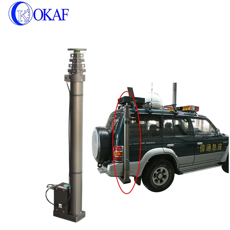 10 '20ft 30ft 50ft 60ft 65ft Xe Marine Trailer Mặt Đất Gắn Điện Hoặc Crank Up Kính Thiên Văn Ăng-ten Mast Cực