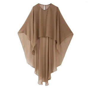 <span class=keywords><strong>Camicia</strong></span> lunga da donna in chiffon sottile, graziosa e traspirante, a tinta unita, con <span class=keywords><strong>collo</strong></span> a scialle - Product Image 5