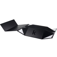 Boîte pliante noire en carton rigide de luxe avec logo personnalisé, grand format, pelliculage mat et fermeture magnétique