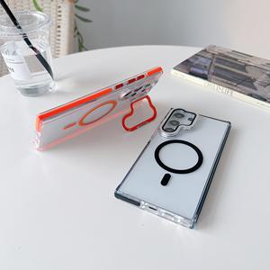 Étui de téléphone magnétique transparent luxueux avec bande anti-collision et support de détection d'objectif, adapté à <span class=keywords><strong>Samsung</strong></span> S25/824/S23 - Product Image 3