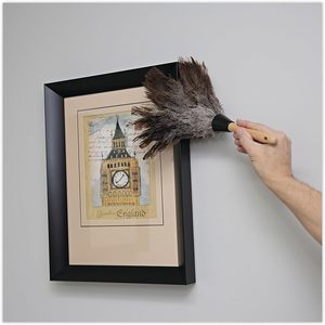 14 pouces. Plumeau professionnel en plumes d'autruche grises pour le nettoyage des voitures et des foyers, avec manche en bois - Product Image 1